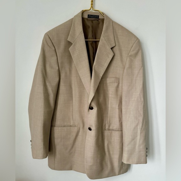 Bert Pulitzer Tan Beige Wool Blend Sport Coat Men’s Lined Blazer Jacket 42R - Picture 1 of 9